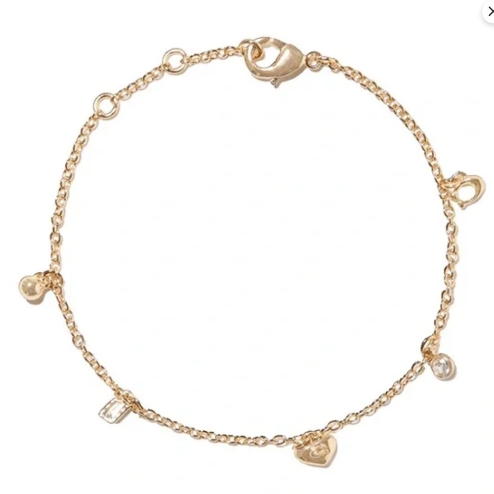 Coach gold plated dainty charm bracelet New